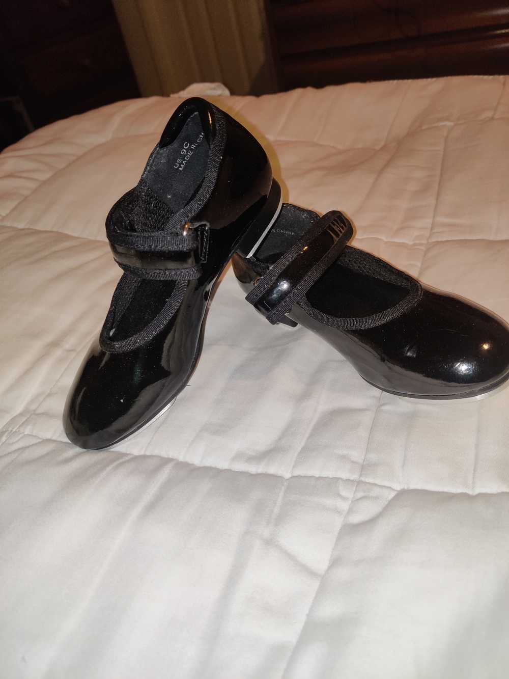 Black Patent Mary Janes with Velcro Strap Size 9C